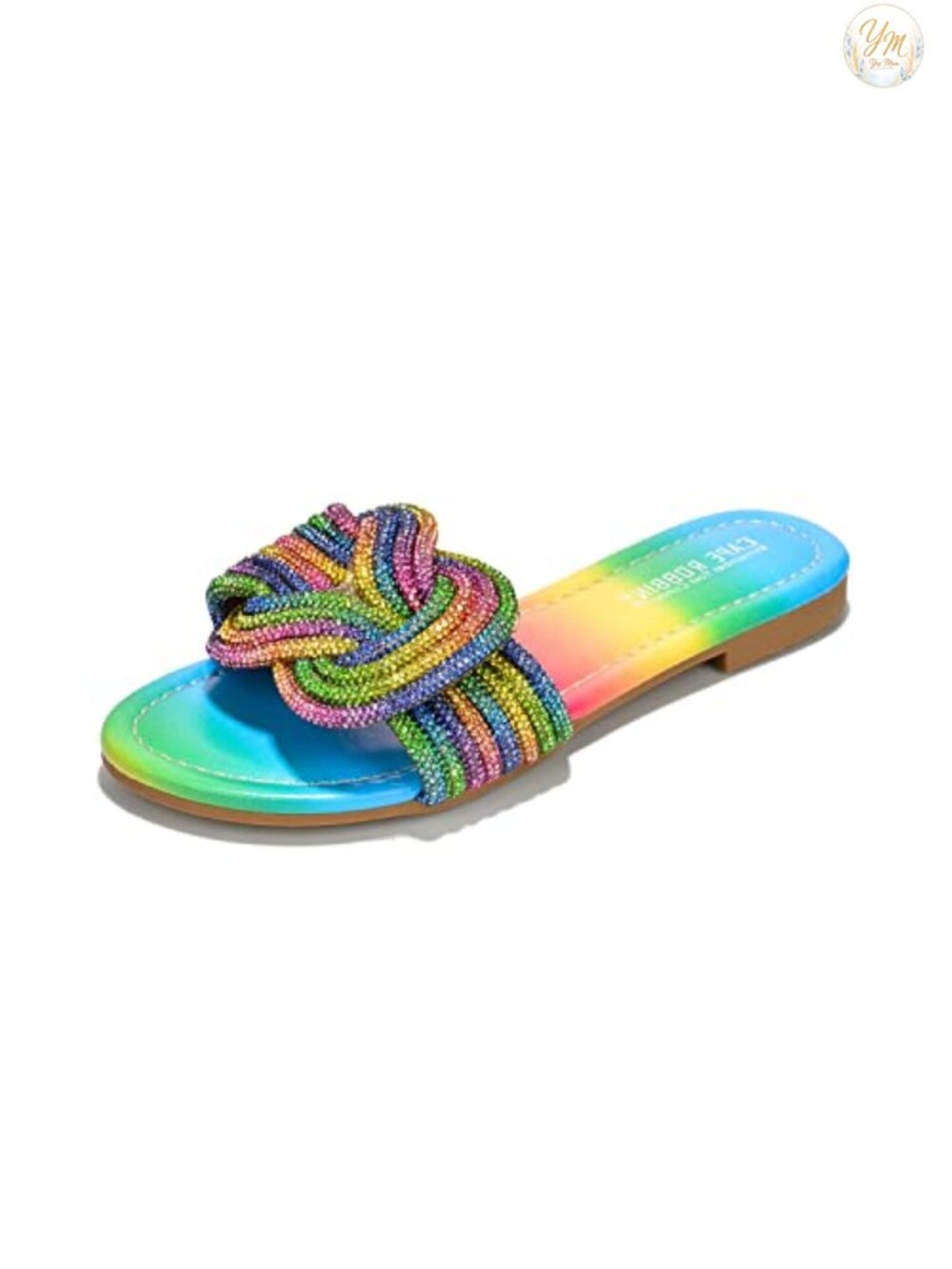 Women's Glitter Flat Slide Sandals Rhinestone Knot Dressy Summer Shoes